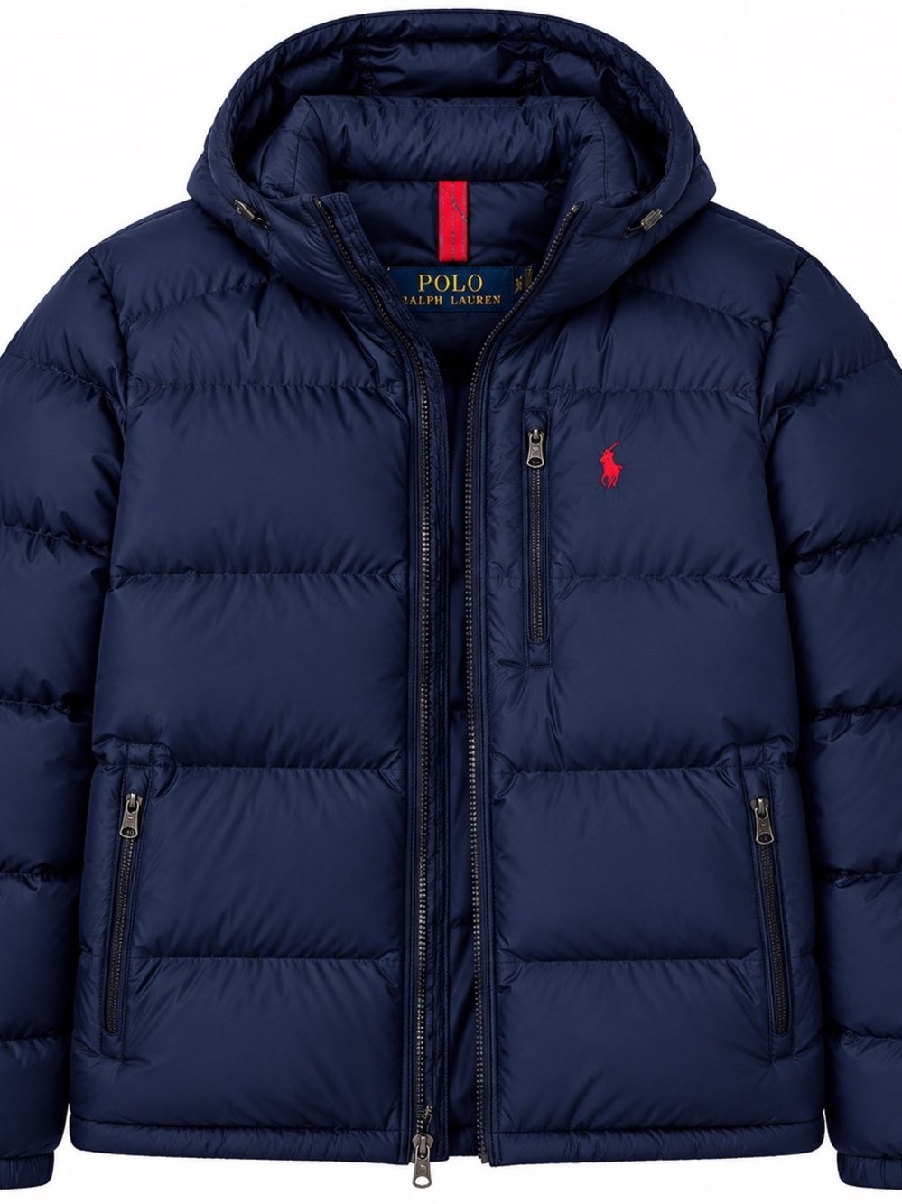 Polo by Ralph Lauren Navy Quilted Puffer Jacket with Red Logo